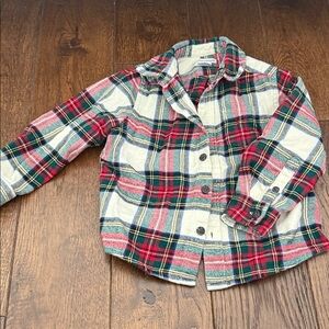 Amazon Essentials Kids Red and Green Plaid Button-Down Shirt